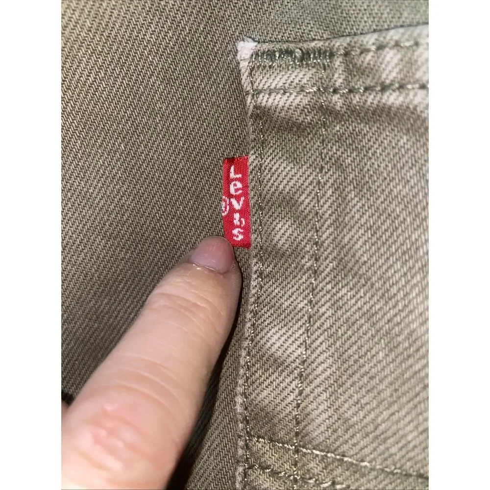 Levi's 501 Original Fit Jeans Mens Size 38x32 Olive Green Button Fly Denim